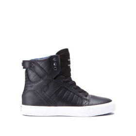 Kids Supra High Top Shoes SKYTOP Black/white | AU-53784